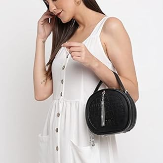 VISMIINTREND Stylish Luxury Vegan Leather Round Crossbody Sling Satchel Bags for Women and Girls | Daily Use | Mobile Phone Bag |Side | Ladies Purse | Birthday Gift | Wife | Rakhi Gifts for Sisters