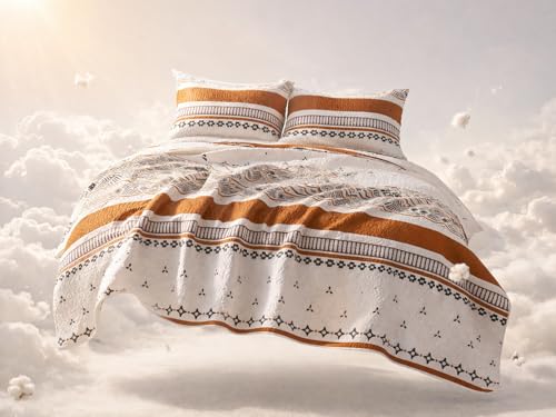 Boho Quilt Set Queen Size Lightweight Microfiber Bohemian Quilt Bedding Set All Season Boho Bedspread Queen Soft Boho Coverlet with Shams Moroccan Patterned Bedding for Bedroom & Guest Room