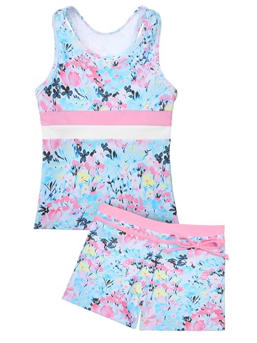 Image of Uhnice Girls Swimsuit Two Piece Tankini Swimwear with Boyshort