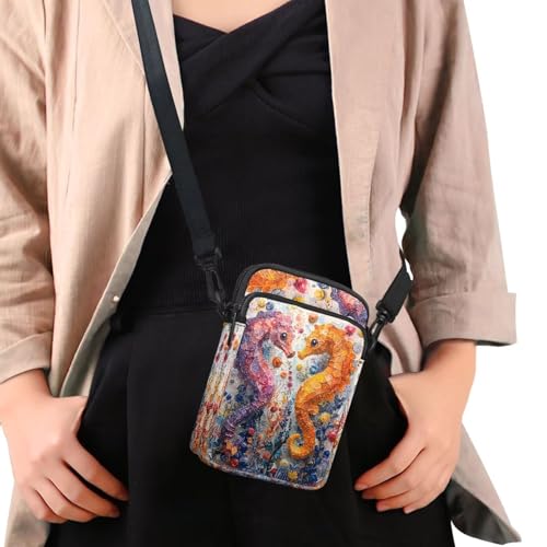 Image of Hawaiian Tribal Small Crossbody Bags for Women Cell Phone Bag Purse, Sea Turtle Zipper Sling Purses Shoulder Bag