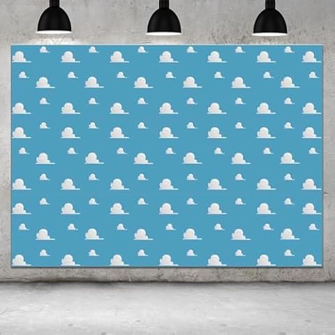 8x6ft Cartoon Boy Story Theme Photography Backdrop Kids Birthday Party Decoration White Clouds and Blue Sky Photo Background Photo Studio Props Cover