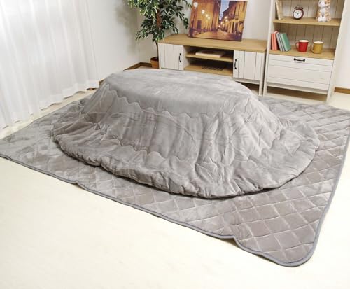 D・SERIES こたつ布団 楕円形 掛け敷きセット「 こたつ掛敷セット Dフランネル 」 185×225cm楕円形 グレー 掛布団両面同色リバーシブル 楕円形 こたつ掛け布団+こたつ敷き布団 セット