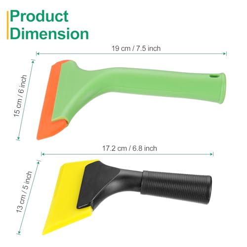 Image of uxcell Small Silicone Shower Squeegee for Glass Doors, 6 inch Bath Squeegee with 5 inch Small Rubber Window Shower Squeegee for Bathroom Window Mirror, Green /Orange, Black /Yellow