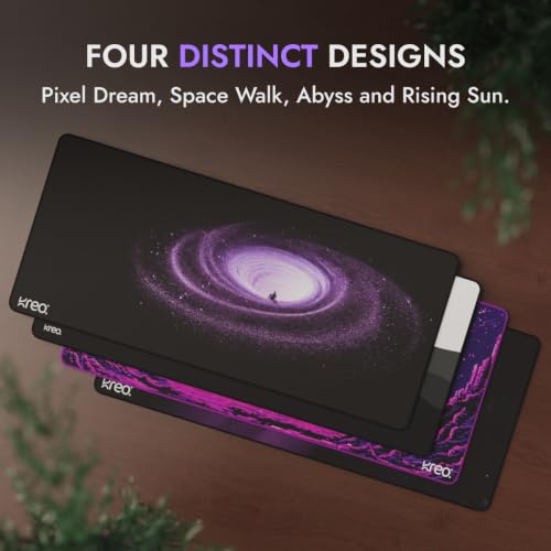 Image of Kreo Terra XXL Deskmat Premium Glass - Smooth Surface, 4mm Cushioned Base, Anti-Fray Stitched Edges - 900x400mm Large Desk Pad for Gaming & Work (Abyss)