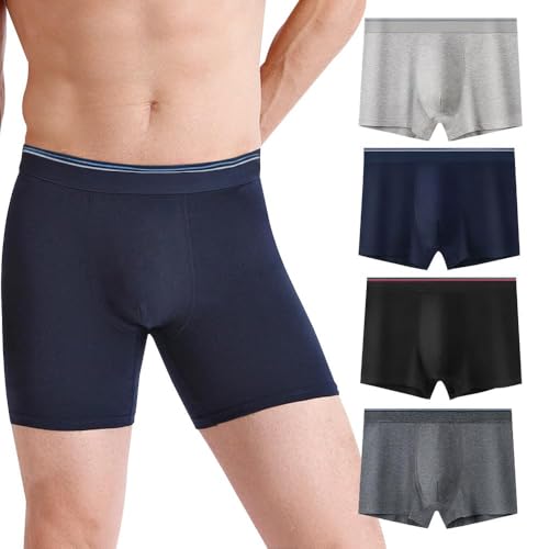 XFSRG 4 Piezas Calzoncillos Hombre Boxer de Algodón Premium Ropa Interior Cómoda Resistente Elástico Bóxers Deportivos Ajustados Transpirables Boxers（XL）