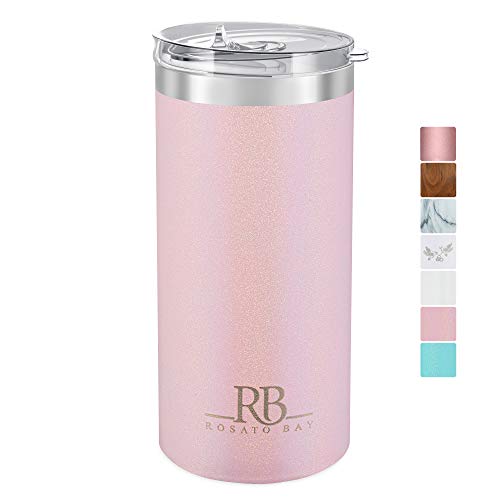 Rosato Bay Insulated Stainless Steel Coffee Tumbler, 16 oz Wine, Beer, Glass, Tea