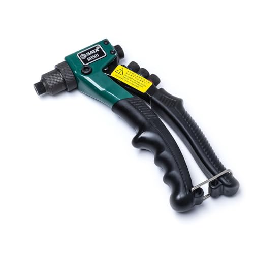 SATA Pistola rivettatrice ST90501SC da 8 pollici, con un corpo in acciaio resistente e un manico in gomma caricato a molla che espelle automaticamente gli steli del rivetto