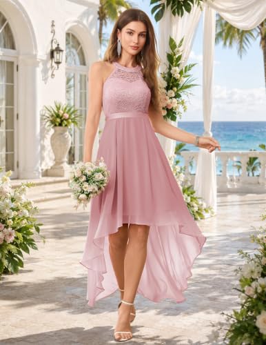Image of Wedtrend Women's Semi Formal Dresses Halter Bridesmaid Dresses Wedding Guest Dress High Low Prom Dress