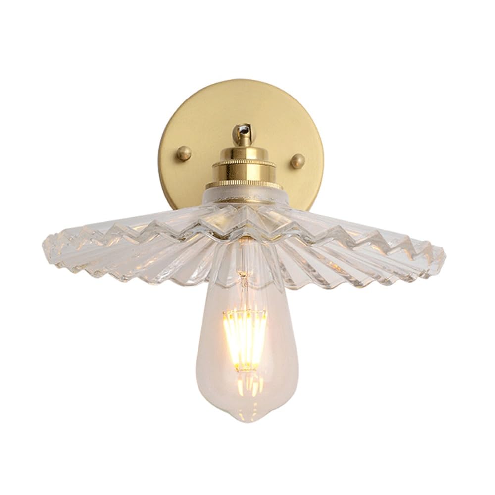 ASerZenith Led Wall Sconce, Copper Lighting, Wall Mount Light Fixtures, Wall Lamp For Bedroom, Living Room,Hallway(Transparent Glass)