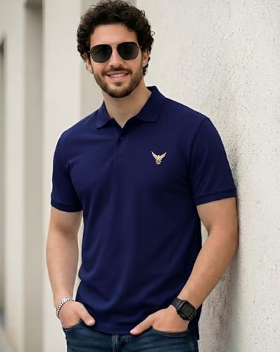 Image of AUSK Men's Half Sleeve Regular Tshirt Colorblock Polo Neck Black