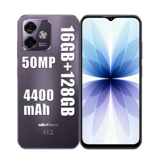Ulefone Smartphone 8GB RAM 128GB ROM /256GB 6,52 Zoll Ohne Vertrag, 50MP 4G Dual SIM Simlockfreie Handys， 8.7mm 184g Fingerabdruck/OTG/Face ID (Lila)