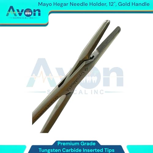 Extra Long Forceps - 12 Inches (30.48cm) Mayo Hegar Needle Holder with Tungsten Carbide Inserted Tips | Long Reach Premium German Stainless Steel Instruments (5)