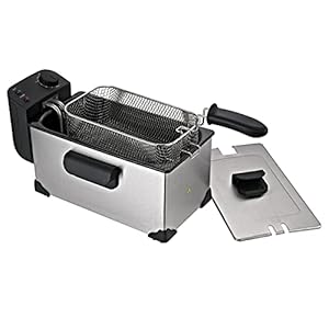Jocca – Freidora de aceite caliente 2200W | Capacidad 3 litros | Desmontable lavable | Freidora pequeña | Tapa acero inoxidable