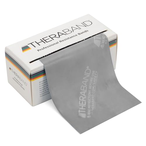 TheraBand - 20070 Resistance Bands, 6 Yard Roll Professional Latex Elastic Band For Upper & Lower Body, Core Exercise, Physical Therapy, Pilates, Home Workouts, Rehab, Silver, Super Heavy, Advanced Level 2