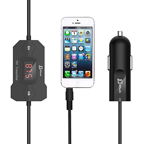 JETech Universal FM Transmitter Radio Car Kit with 3.5mm Audio Plug and