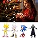 8 Pcs Super Speed Hedgehog Action Figures Set 5.7 Inch Video Game Character Toys for Boys Girls Birthday Cake Toppers Party Supplies Red Warrior Yellow Fox Cartoon Hero Collectible Model Playset Pack