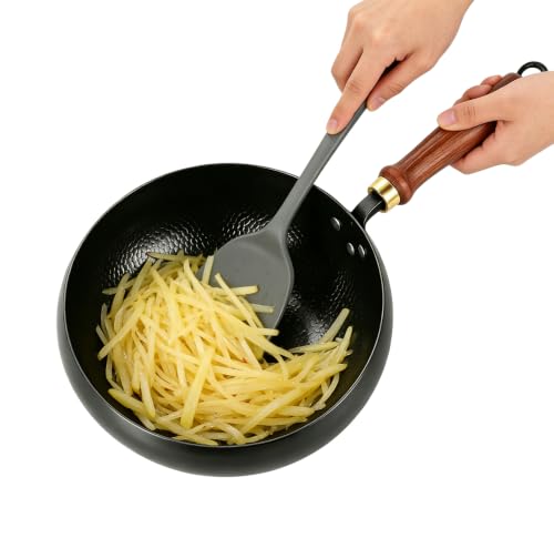 Wok en fer forgé à la main de 24 cm au design martelé traditionnel