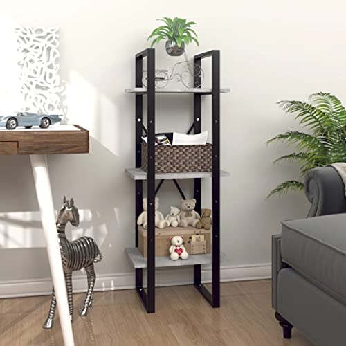 homiuse BüCherregal 40 x 30 x 105 cm gris hormigón estrecha pequeña estantería de almacenamiento para niños, estantería de metal, estantería estrecha, estantería de cocina, fácil de montar