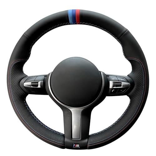 MEWANT Steering Wheel Covers for BMW (M Sport) F22 F23 F30 F34 F32 F33 F36 F10 F07 F12 F13 F06 F39 F25 F26 F15 F16 Hand-Stitched Steering Wheel Wrap