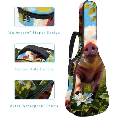 Sac pour guitare acoustique cochon mignon, le cadeau parfait pour jeune musicien