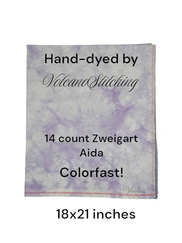 Image of VolcanoStitching Lowery Violet Floor Stand Set - 14ct Hand-Dyed Aida | Hands-free Lowery Violet floor stand for cross stitch & embroidery hoops; includes hand-dyed 14-count Aida in Violet.