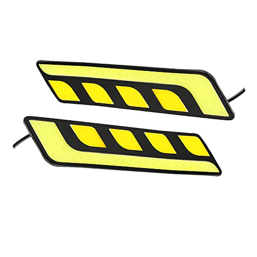 OtpOutopa 2PCS Universal Daytime Running Lights Turn Signal Light, Feather Shape 16cm Dual Color White & Yellow COB LED Lights Strips Waterproof DRL Daylight Driving Light Fog Lights Decorative Lights