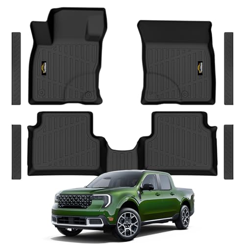 Floor Mats Custom for Ford Maverick 2022-2025 2026 Gas (Not for Hybrid) All Weather TPE Rubber Protection Front & Rear Row Anti-Slip Automotive Floor Liners for Maverick 2025 Accessories Black