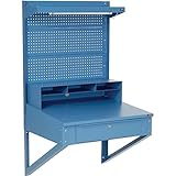 Global Industrial Shop Desk Wall Mount with Pegboard Riser, 34-1/2