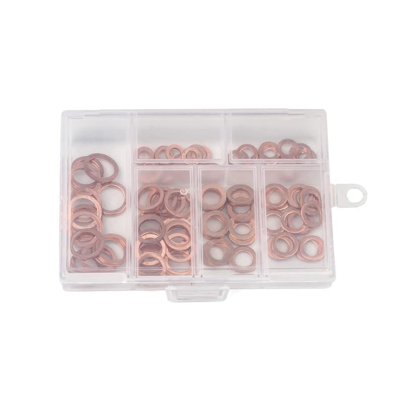 120Pcs Copper Sealing Washer M5 M6 M8 M10 M12 for Boat Crush Washer Flat Seal Ring Fitting Hardware Accessories