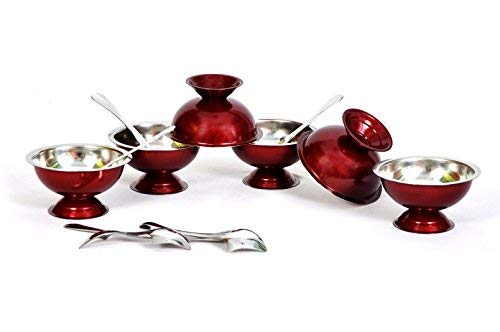 Coupes à glace en acier inoxydable bordeaux pour embellir vos pauses dessert en famille