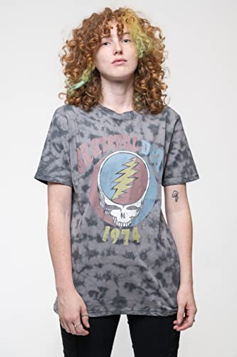 T-shirt Grateful Dead 1974 imprimé logo finitions dip dye gris