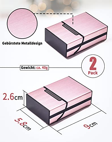 LAOYE Sigarettendoosjes, van metaal met magneetsluiting, van aluminium, lichte stijlvolle sigarettendoosjes voor 20 sigaretten (2 stuks, roségoud) - Afbeelding 6