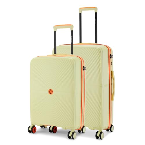 Image of Nasher Miles Bali Hard-Sided Polypropylene Luggage Set of 2 | 55cm & 65cm | 8 Wheels Small & Medium Trolley Bag for Travel | Suitcase (Cream)