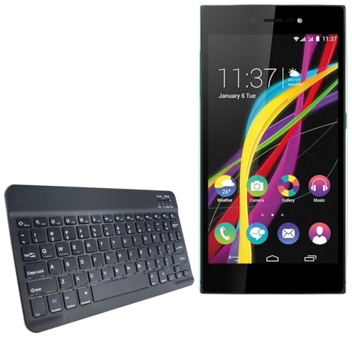 BoxWave Keyboard Compatible with Wiko Highway Star 4G - SlimKeys Bluetooth Keyboard, Portable Thin with Chiclet-Style Keys - Jet Black