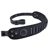 Leather Rifle Sling Gun Ammo Shell Holder Loops for .30-30 .308 .30-06, 45-70 Cartridges (Black)
