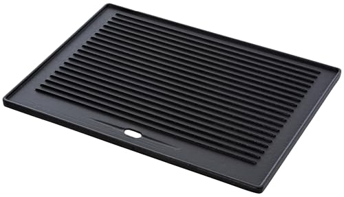 CLP Gusseiserne Grillplatte emailliert I Wendeplatte für Gasgrill, Kohlegrill und Elektrogrill I Korrosionsbeständiges Gusseisen, Farbe:anthrazit, Größe:41.3x30.5 cm