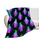 Penguins Blanket Cartoon Colorful Neon Penguins Blanket Blanket,Ultra Soft Sofa Bed Blanket,Warmth L