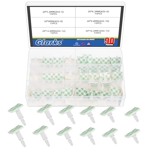 Glarks 90pcs 5.4/6.3/8/9.8/12.8/16.2MM Sticky PCB Spacer, Supporting Height Adhesive Insulated Standoff Locking Snap-in Posts Fixed Clip Insulated Adhesive Reverse Mount Standoff for PCB PC Board