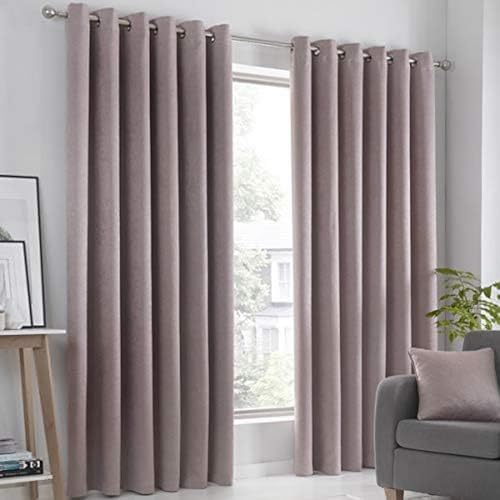 Fusion Strata Woven Eyelet Lined Curtains, Blush, 66 x 90 Inch