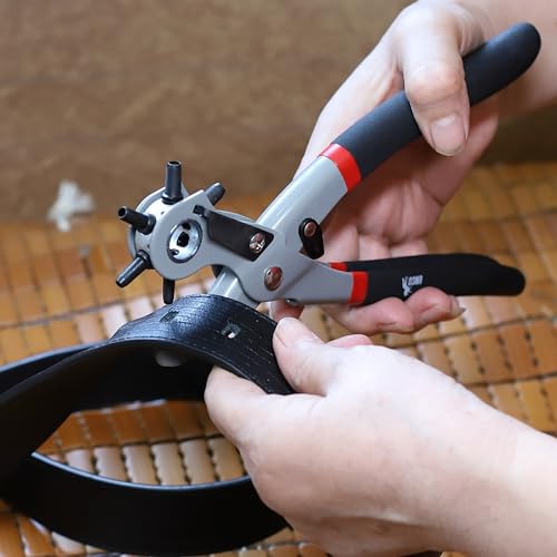 UNCO Leather Hole Punch Tool - Multi Size Punch for Belts & Leather - Belt Punch for Leatherwork