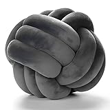 KEBAIHUA Knot Ball Pillows, Round Throw Pillow Cushion Home Decoration Soft Plush Pillow, Throw Knotted Ball Pillow Handmade Children Room Decoration Round Plush Toy Pillow (Dark Grey,8.5"/22cm)