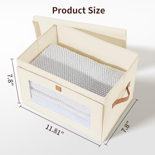 Image of DIMJ Storage Bins with Lids - 6 Pack Large Fabric Closet Organizer with Window & Handles, Collapsible Decorative Storage Boxes for Shelves Under Bed, Books Clothes Blankets Sweaters Organization