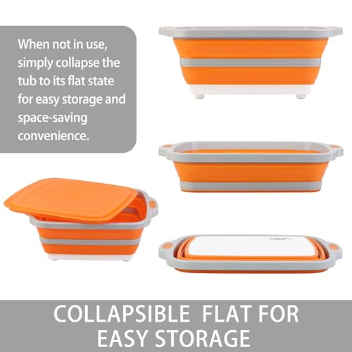 Collapsible-Cutting-Board-with-Container-Foldable-Camping-Sink-with-Colander-BBQ-Prep-Tub-with-Lid-Multifunction-Dish-Basin-for-Kitchen-Bowl-Vegetable-and-Fruit-211-Gal8L-Storage-Basket