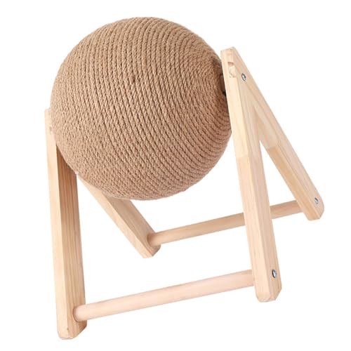 Rascador para gatos con bola y soporte de madera sólida miniatura 5