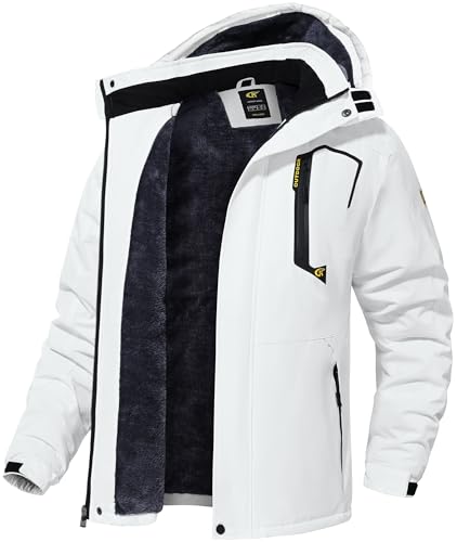 Image of QPNGRP Mens Waterproof Fleece Ski Jacket Windproof Winter Snow Coat