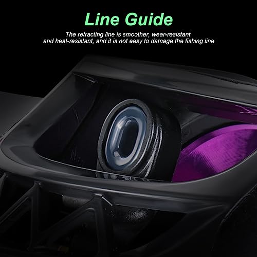 Image of Sougayilang Baitcasting Reels, Smooth Casting Reel with Magnetic Braking System Bright Color Baitcaster Reel-Purple-Right Handed