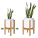 YEALEO Support à Plantes Réglable, 1 Paquet Support à Fleurs Moderne en Bois de Bambou de 21 à 30cm pour Jardinière d'intérieur et d'extérieur - Naturelle, 1 Paquet