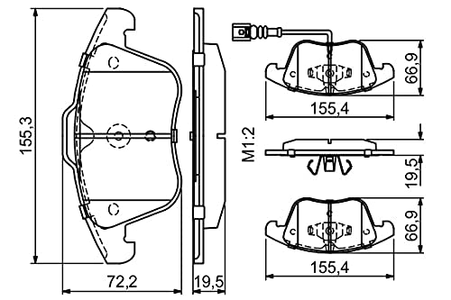 Bosch BP1280 - Pastiglie Freni Auto, Asse Anteriore - Qualità Bosch - Riduzione Del Rumore E Della Polvere - Certificazione ECE-R90 - Senza Rame - 1 Confezione Da 4 Pastiglie - 6