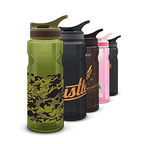 BROS BPA Free Sports Water Bottle with Straw (Flip) – Leak Proof, Spill