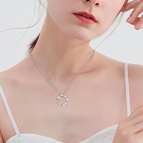 Circle Necklace for Women - 925 Sterling Silver Dainty Eternity Mobius Circle of Life Jewelry Gift for Women2